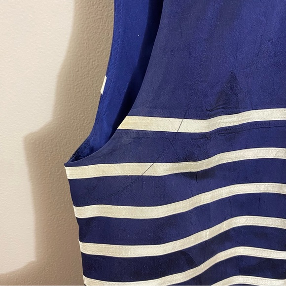 Calypso St. Barth women’s navy blue white silk striped dress sz large - Picture 5 of 10